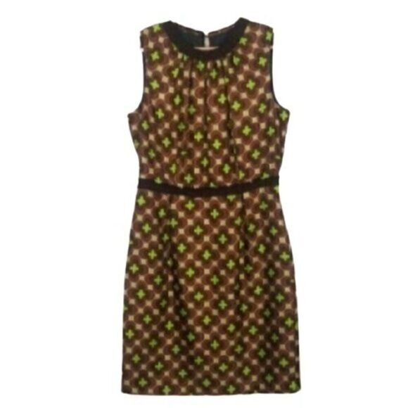 Milly Preppy Silk Geometric Printed Shift Dress - Picture 1 of 4